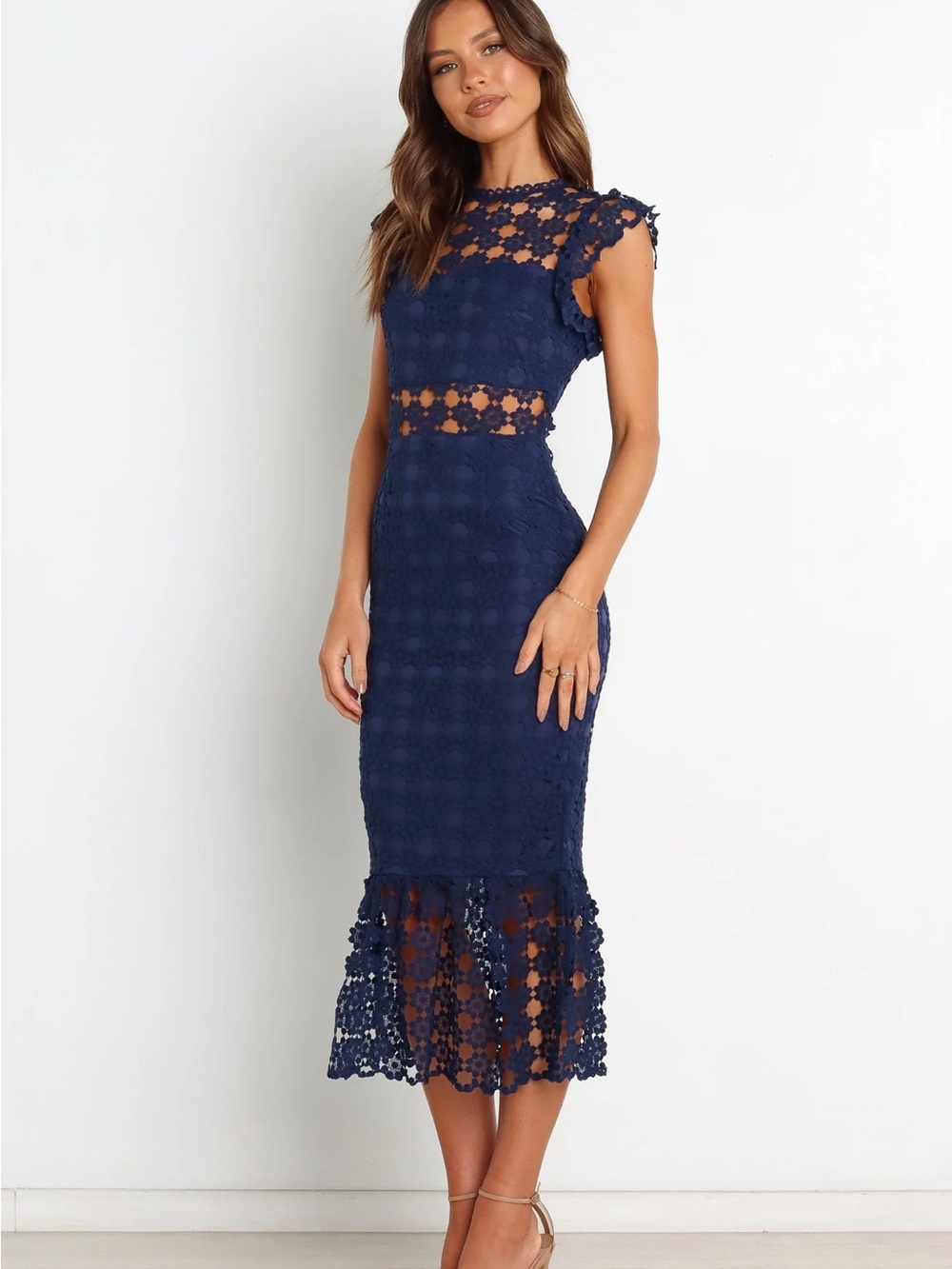 Petal & Pup Lauren Lace Overlay Midi Dress - Picture 2 of 9